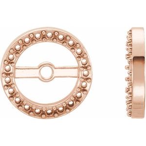 14K Rose Gold Halo-Style Earring Jacket Mounting with 3.6 mm ID