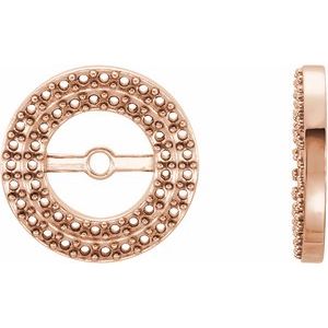 14K Rose Gold .90 mm Round 48-Stone Earring Jacket Mounting