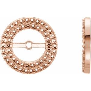 14K Rose Gold .90 mm Round 55-Stone Earring Jacket Mounting