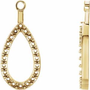 14K Yellow Gold Accented Teardrop Earring Jacket Mounting