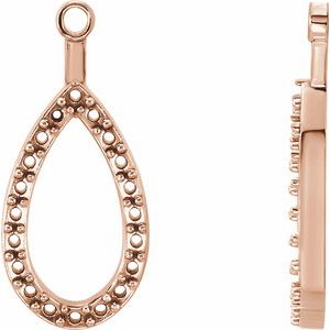 14K Rose Gold Accented Teardrop Earring Jacket Mounting