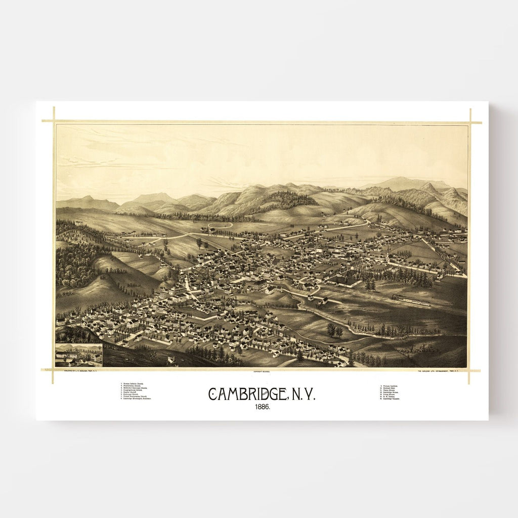 Vintage Map of Cambridge, New York 1886