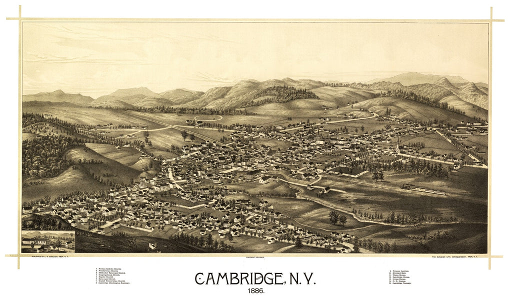 Vintage Map of Cambridge, New York 1886