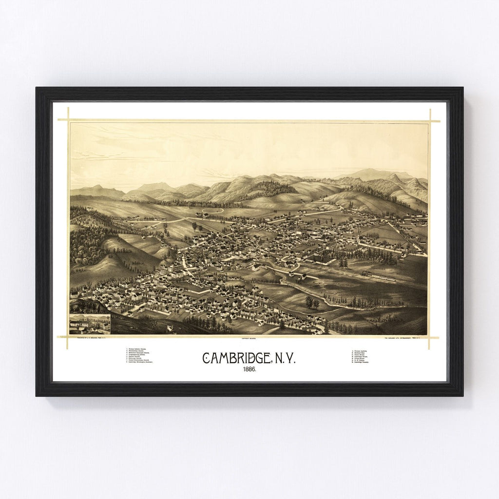 Vintage Map of Cambridge, New York 1886