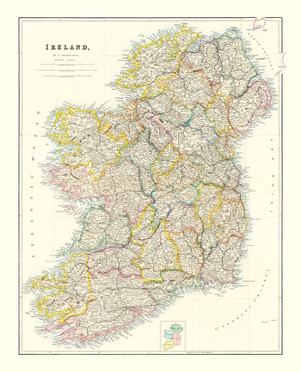 Vintage Map of Ireland 1884