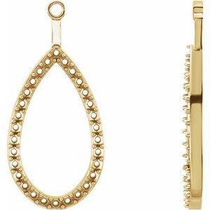 14K Yellow Gold Accented Teardrop Earring Jacket Mounting
