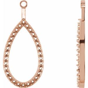 14K Rose Gold Accented Teardrop Earring Jacket Mounting