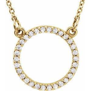 14K Yellow Gold 1/8 CTW Lab-Grown Diamond Circle 16" Necklace