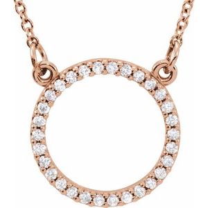14K Rose Gold 1/8 CTW Natural Diamond Circle 16" Necklace