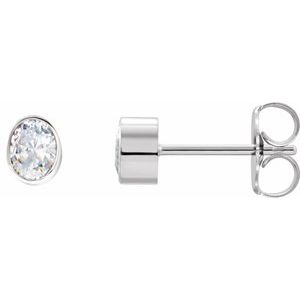18K White Gold 3.6x2.7 mm Oval Bezel-Set Earring Mounting – image 2