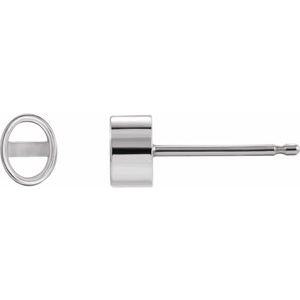 Platinum 4x3 mm Oval Bezel-Set Earring Mounting