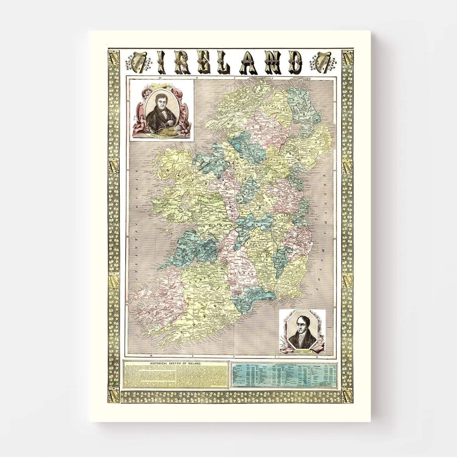 Vintage Map of Ireland 1855