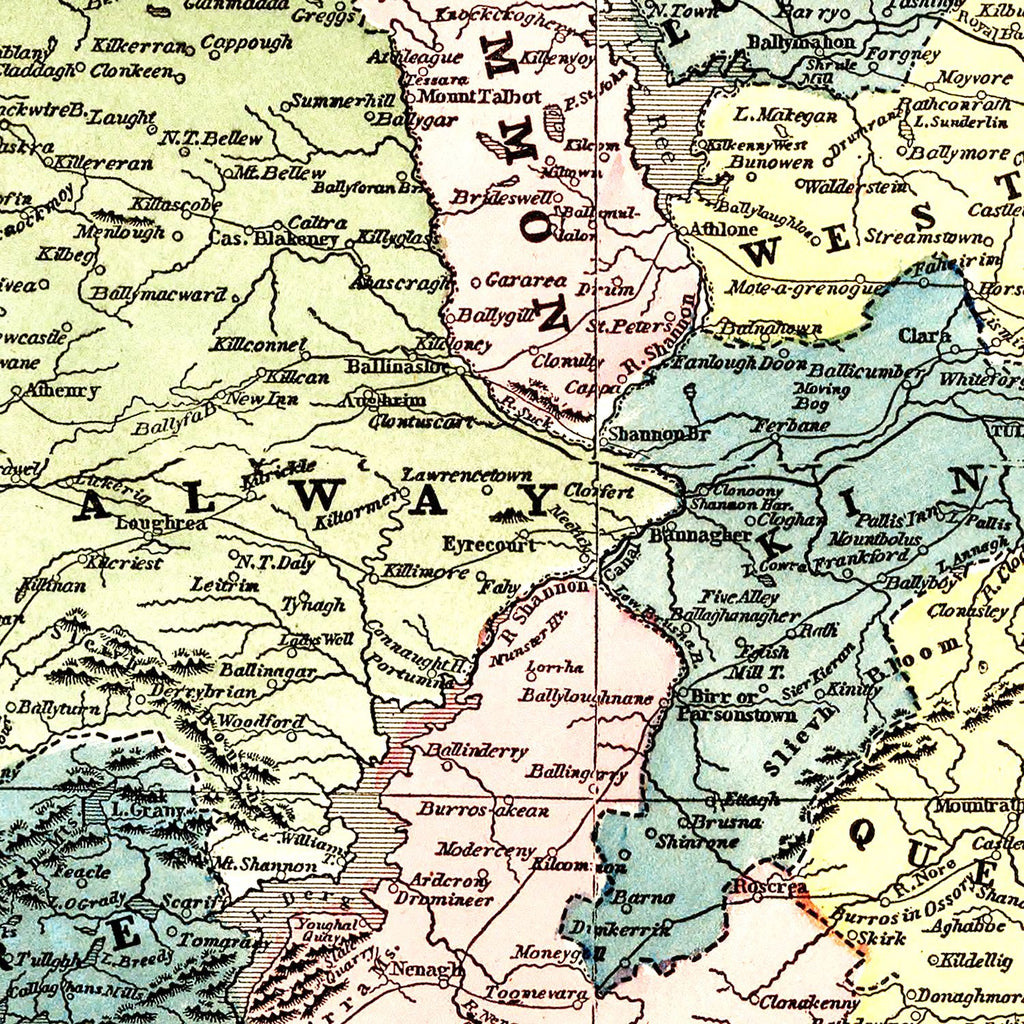 Vintage Map of Ireland 1855