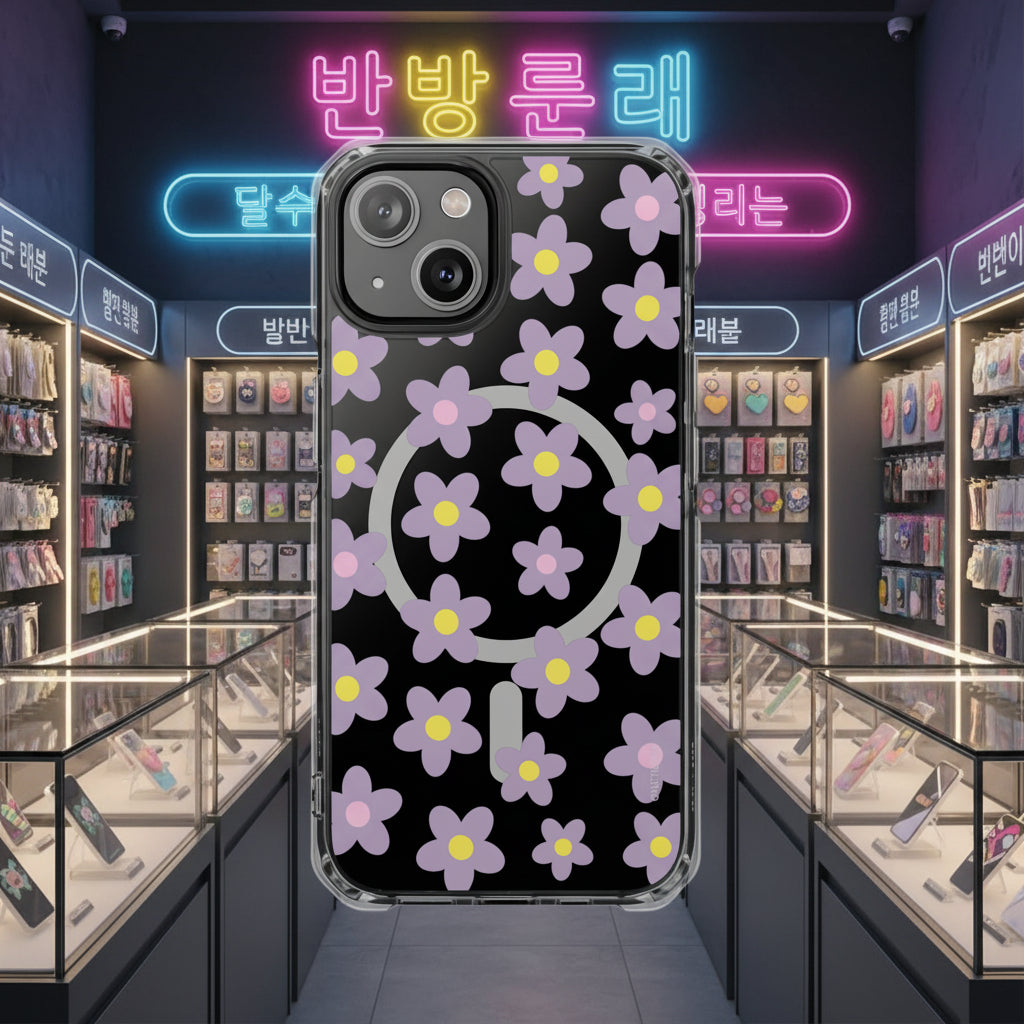 Purple Daisies Magnetic Clear Case for iPhone Series
