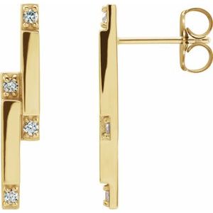 14K Yellow Gold 1/10 CTW Natural Diamond Bar Earrings
