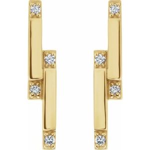 14K Yellow Gold 1/10 CTW Natural Diamond Bar Earrings – image 2