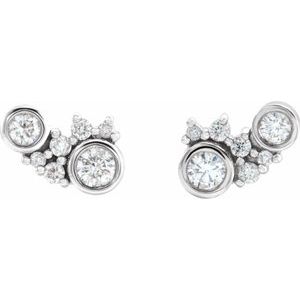 14K White Gold 1/4 CTW Natural Diamond Scattered Bezel-Set Earrings
