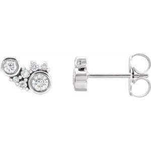 14K White Gold 1/4 CTW Natural Diamond Scattered Bezel-Set Earrings