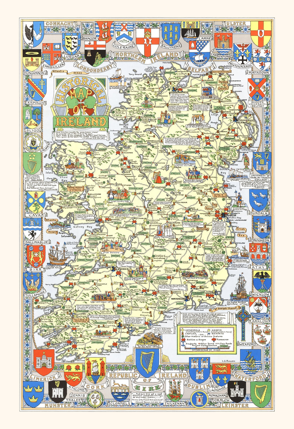 Historical Map of Ireland 1955