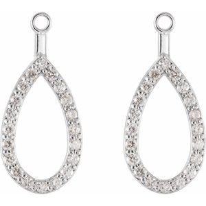 14K White Gold 1/5 CTW Natural Diamond Teardrop Earring Jackets – image 2