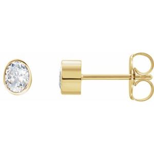 18K Yellow Gold 5x3.5 mm Oval Bezel-Set Earring Mounting – image 2