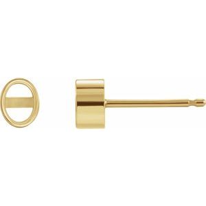 14K Yellow Gold 4.5x3.5 mm Oval Bezel-Set Earring Mounting