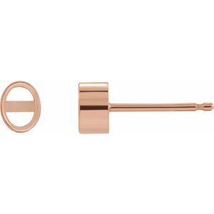 14K Rose Gold 5x3.5 mm Oval Bezel-Set Earring Mounting
