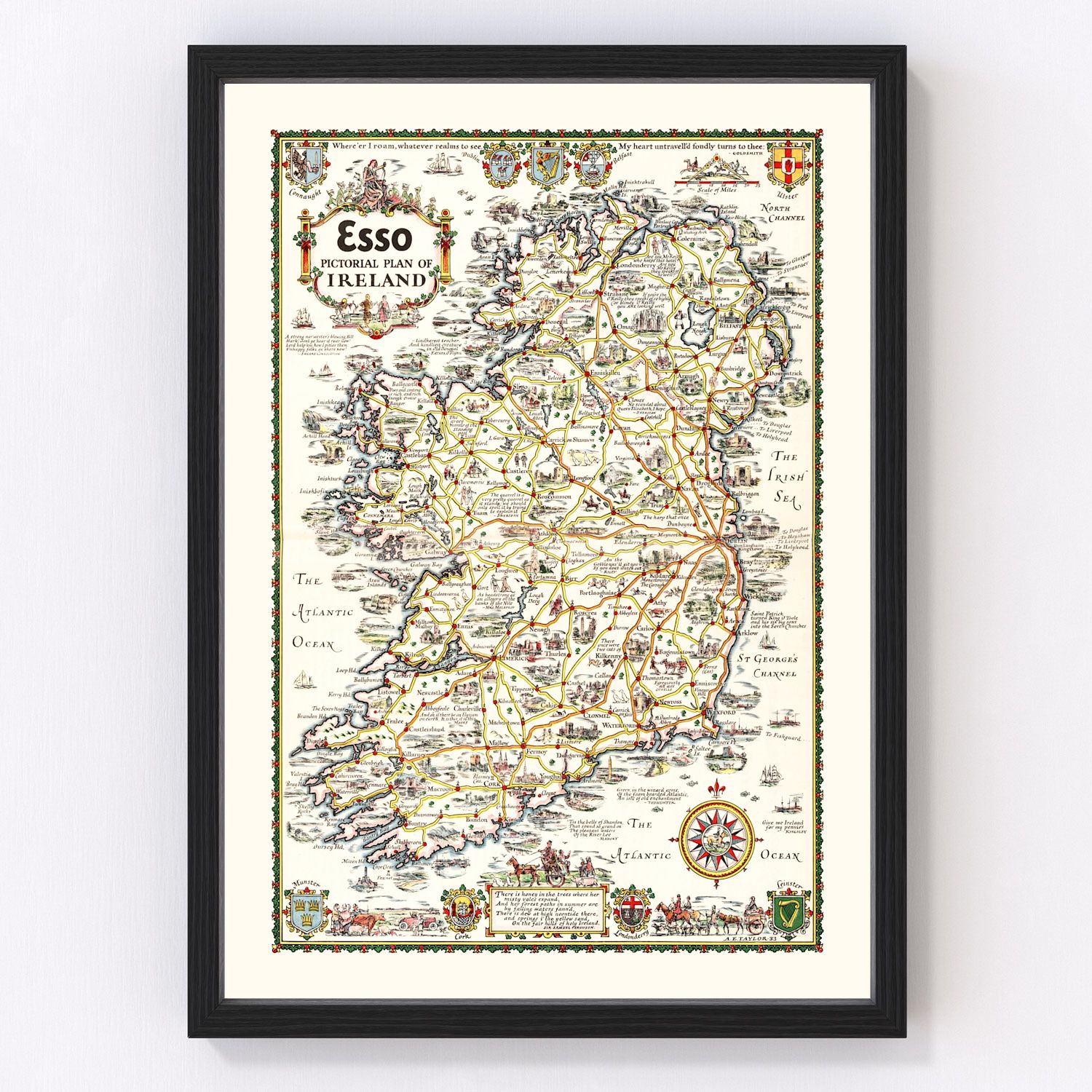 Vintage Pictorial Plan of Ireland 1933
