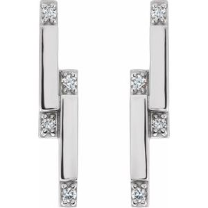 14K White Gold 1/10 CTW Natural Diamond Bar Earrings – image 2