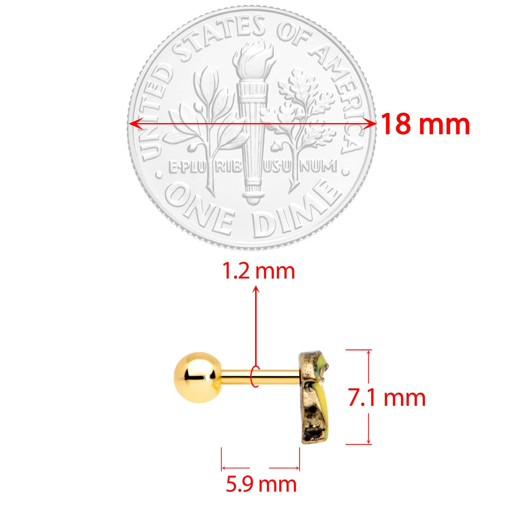 16G 1/4 Gold Tone Banana Peel Gun Cartilage Tragus Earring