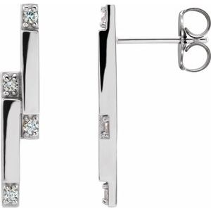 14K White Gold 1/10 CTW Natural Diamond Bar Earrings