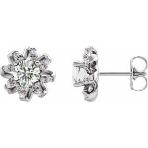 14K White Gold 1 CTW Natural Diamond Halo-Style Earrings