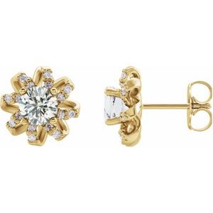 14K Yellow Gold 1 CTW Natural Diamond Halo-Style Earrings