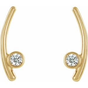 14K Yellow Gold Natural White Sapphire Ear Climbers – image 2
