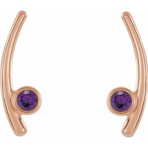 14K Rose Gold Natural Amethyst Ear Climbers – image 2