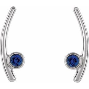 Sterling Silver Lab-Grown Blue Sapphire Ear Climbers – image 2