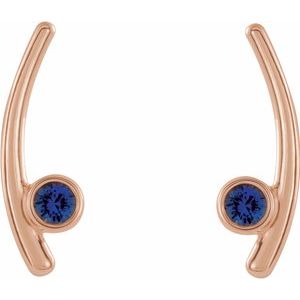 14K Rose Gold Natural Blue Sapphire Ear Climbers – image 2