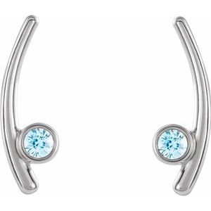 Sterling Silver Natural Blue Zircon Ear Climbers – image 2