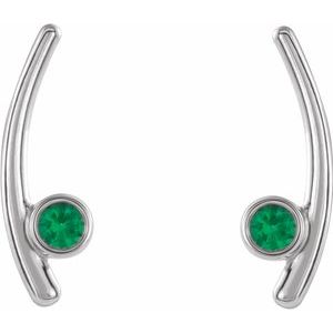 Sterling Silver Natural Emerald Ear Climbers – image 2