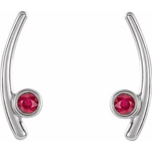 14K White Gold Natural Ruby Ear Climbers – image 2