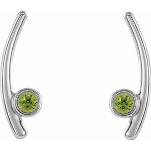14K White Gold Natural Peridot Ear Climbers – image 2