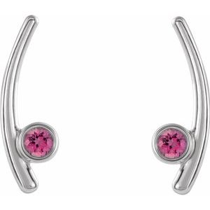 Sterling Silver Natural Pink Tourmaline Ear Climbers – image 2