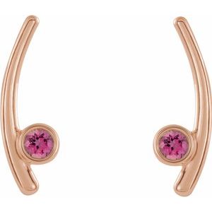 14K Rose Gold Natural Pink Tourmaline Ear Climbers – image 2