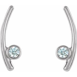 14K White Gold Natural White Sapphire Ear Climbers – image 2