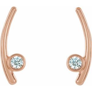 14K Rose Gold Natural White Sapphire Ear Climbers