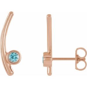 14K Rose Gold Natural Aquamarine Ear Climbers