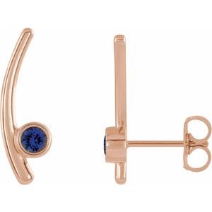 14K Rose Gold Lab-Grown Blue Sapphire Ear Climbers