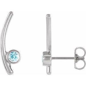 Sterling Silver Natural Blue Zircon Ear Climbers