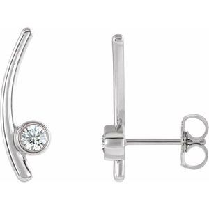 Platinum Natural White Sapphire Ear Climbers
