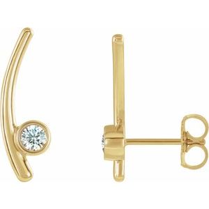 14K Yellow Gold Natural White Sapphire Ear Climbers